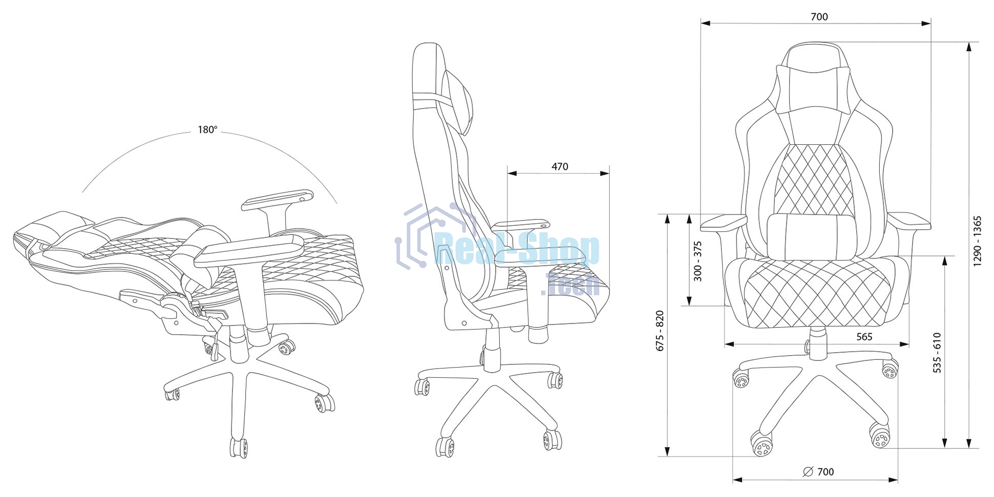 Кресло игровое Cactus CS-CHR-130-M, массажное, с подголовником, черный