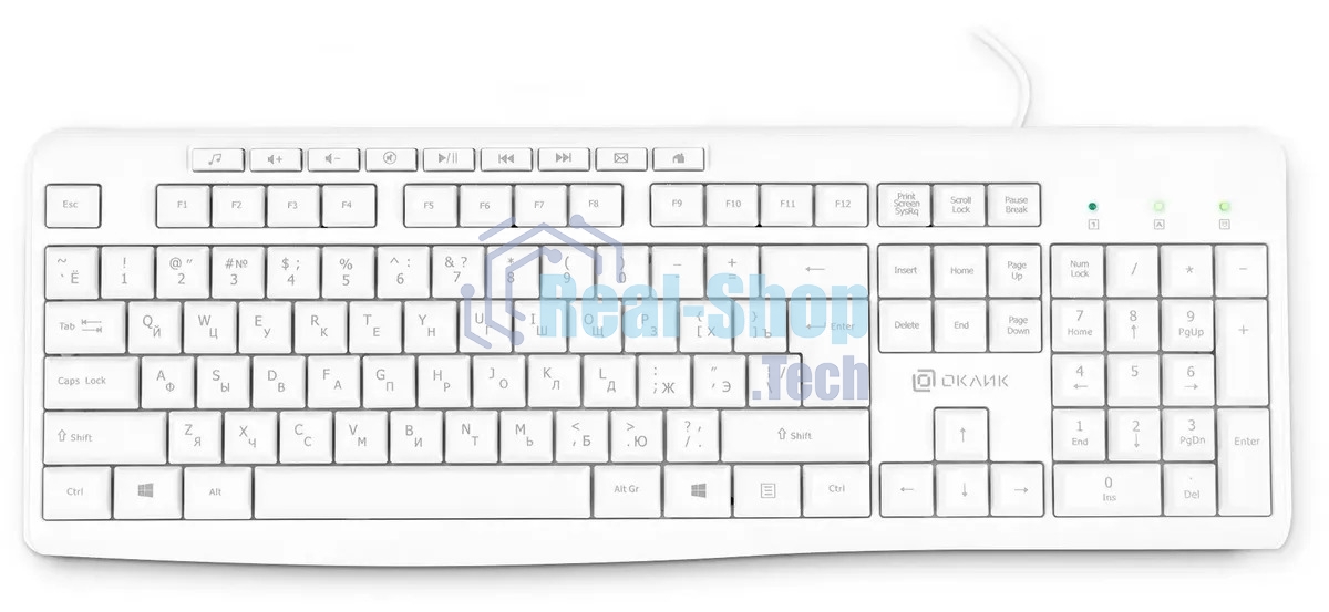 Клавиатура проводная Oklick 305M (1875227), USB, белый