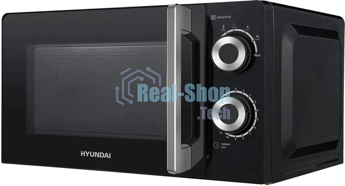 Микроволновая печь Hyundai HYM-M2054 черный/серебристый, 20 л, 700 Вт, переключатели - поворотный механизм