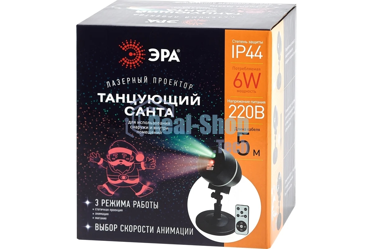 Проектор ЭРА Laser Танцующий Санта, IP44, 220В ENIOP-06