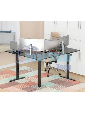 Стол компьютерный Cactus угловой подъемный столешница МДФ черный каркас черный 1600х1400х720х1180 мм (CS-EDXL-BBK)