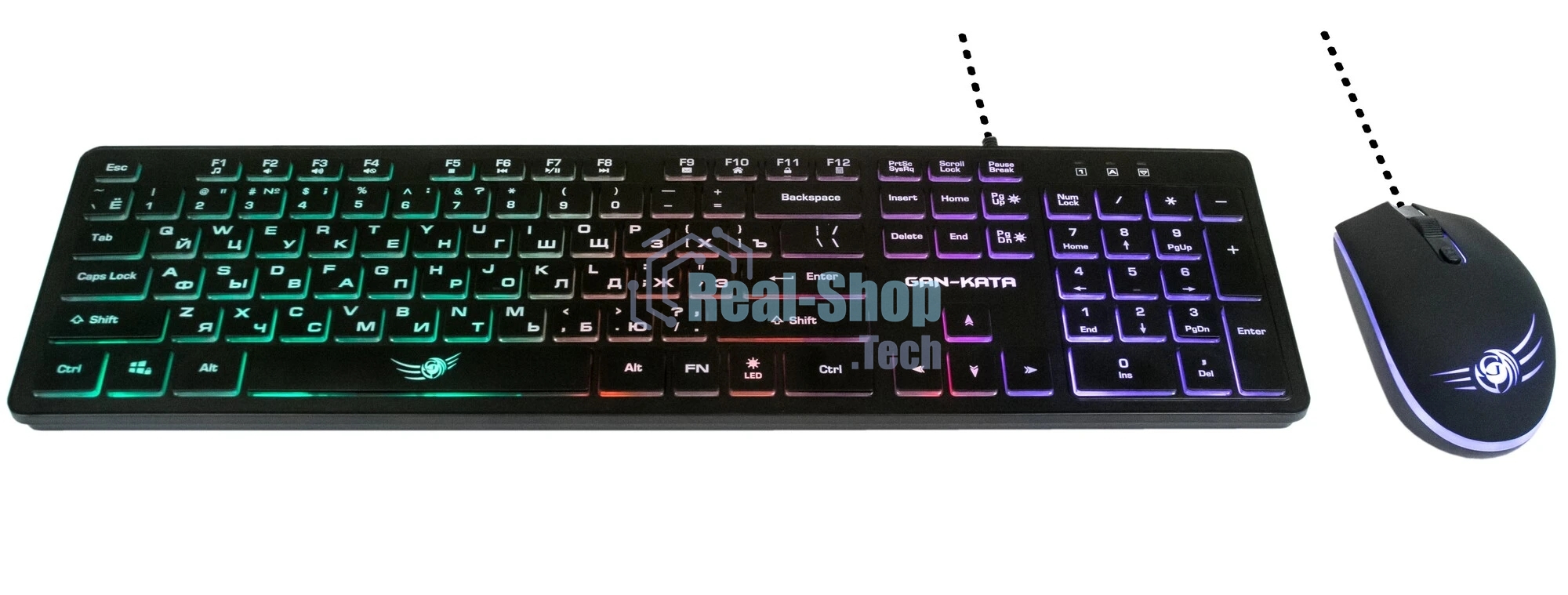 Комплект клавиатура+мышь Dialog Gan-Kata KMGK-1707U проводной, USB, 1600 DPI, чёрный