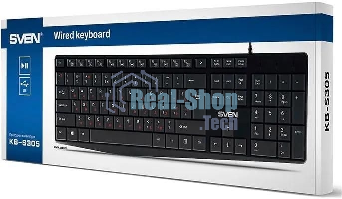 Клавиатура SVEN KB-S305 проводная, USB Type-A, чёрный