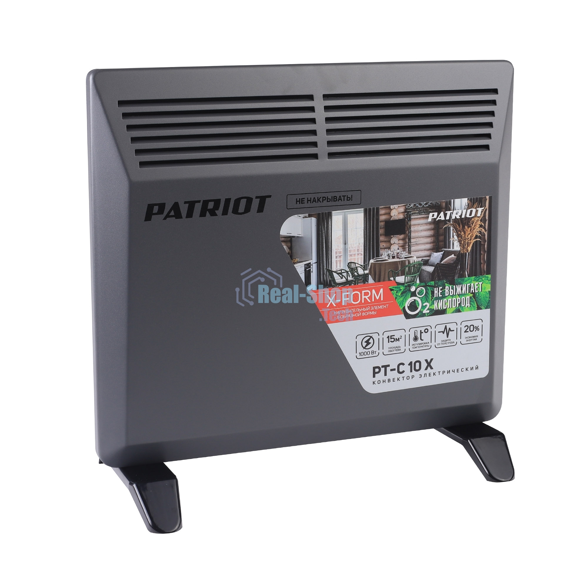 Конвектор Patriot PT-C 10 X черный, 1000 Вт, 15 м2, термостат