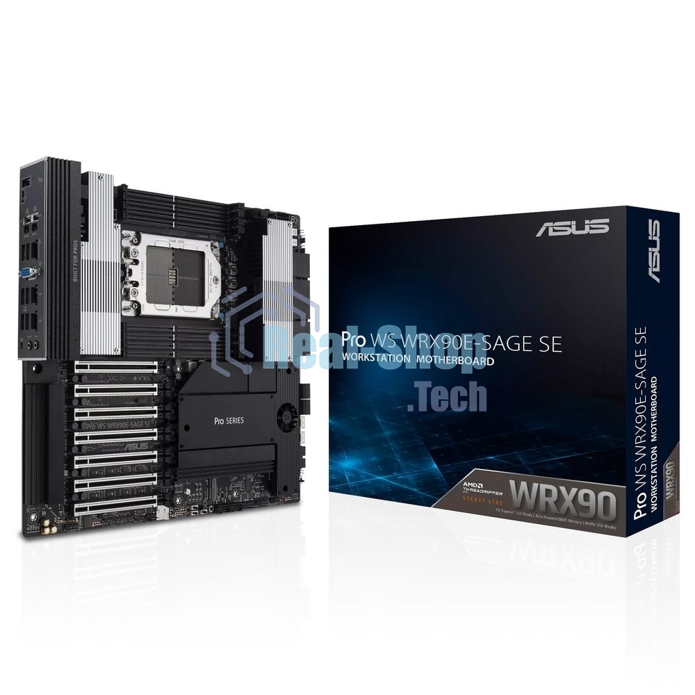 Материнская плата ASUS Pro WS WRX90E-SAGE SE, sTR5, AMD WRX90, 8xDDR5, 4xSATA, 4xM.2, 6xPCI-E 5.0 x16, 1xPCI-E 5.0 x8, 1xVGA, 2xMiniDP, 3x 10Gb LAN, 6xUSB-A 3.2 Gen 2, 1xUSB-A 2.0, 2xUSB-C USB4, 2x3.5 мм, 5.1, SSI EEB