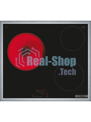 Электрическая варочная панель Bosch PKM645BB2E, стеклокерамическая поверхность, независимая, рамка-сталь, черный 4.8x58.3x51.3