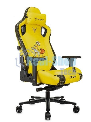 Кресло Knight Craft Dragon желтый, экокожа, 120 кг, механизм качания