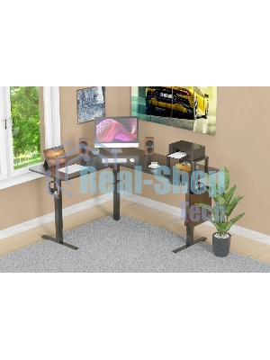 Стол компьютерный Cactus угловой подъемный столешница МДФ черный каркас черный 1600х1400х720х1180 мм (CS-EDXL-BBK)