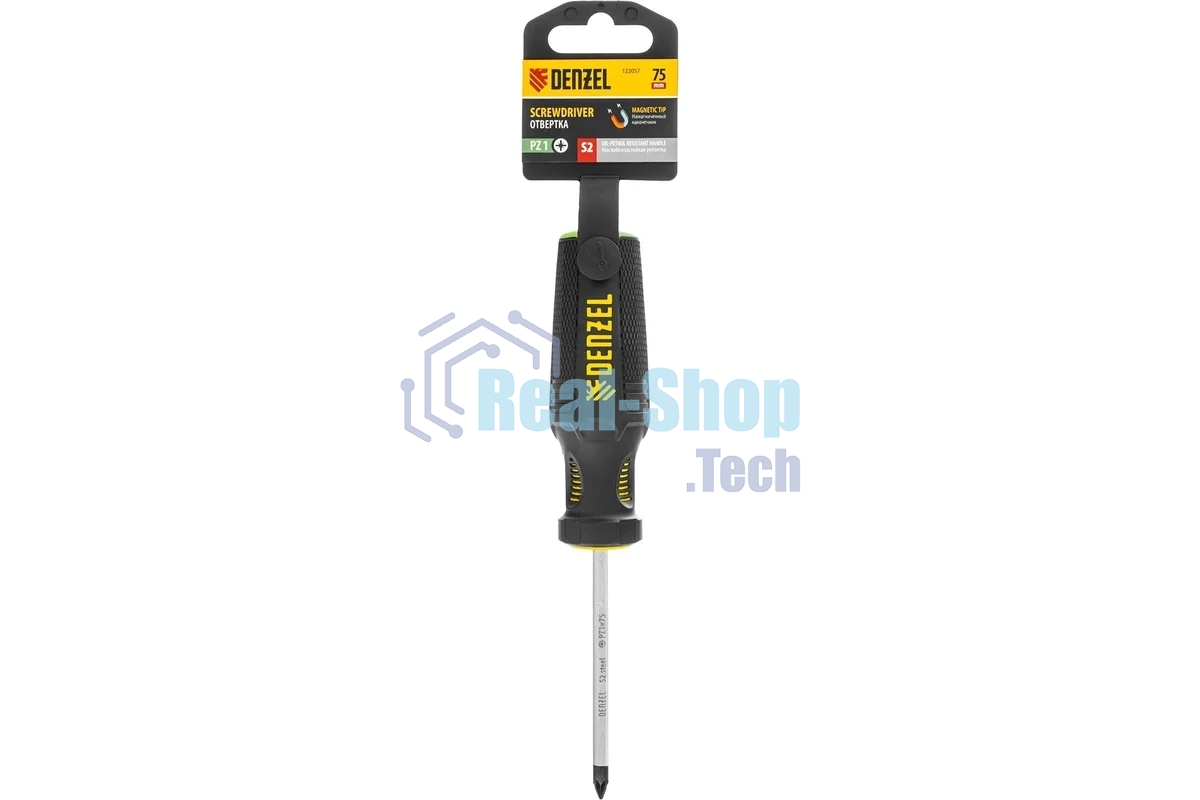 Отвертка Denzel PZ1x75 мм, S2, 3к рукоятка