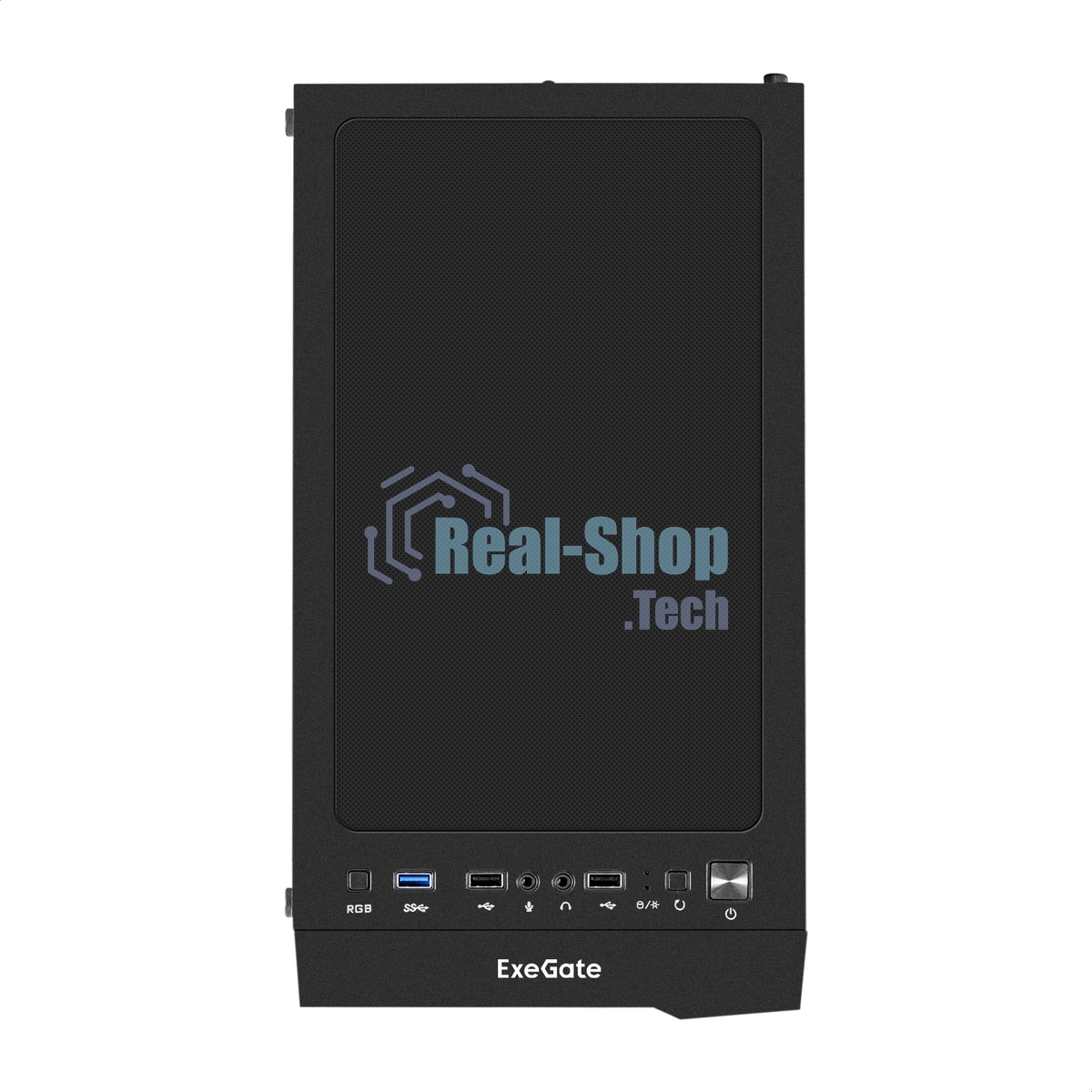 Компьютерный корпус Miditower ExeGate EVO-9211 (ATX, без БП, с окном, 2хUSB+1хUSB 3.0, HD аудио, черный, 1 вент. с RGb подсветкой)