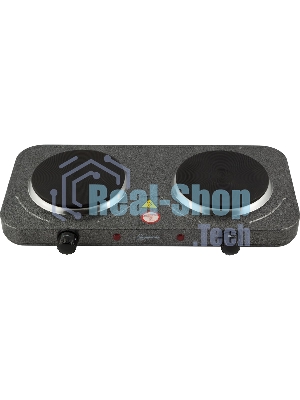 Плита настольная электрическая Homestar HS-1104 серый, 2 кВт, ТЭН, конфорки - 2, эмаль, поворотные переключатели