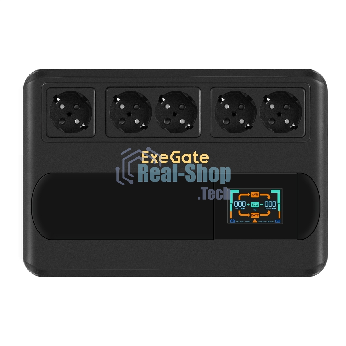 Источник бесперебойного питания ExeGate NEO Smart BU-800.LCD.AVR.5SH 800VA/480W, цветной LCD-дисплей, AVR, 5*Schuko, черный