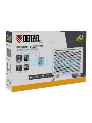 Конвектор электрический гибридный Denzel HybridX-1500 белый, 1500 Вт, 25 м2, термостат, дисплей
