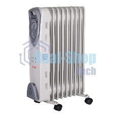 Обогреватель масляный Ресанта ОМ-9А (9 секций), белый, 2000 Вт, 20 м2, термостат 67/3/16