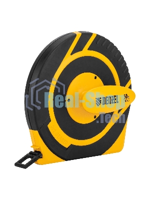Рулетка геодезическая Denzel 50 м х 15 мм, закрытый корпус, фиберглассовая лента