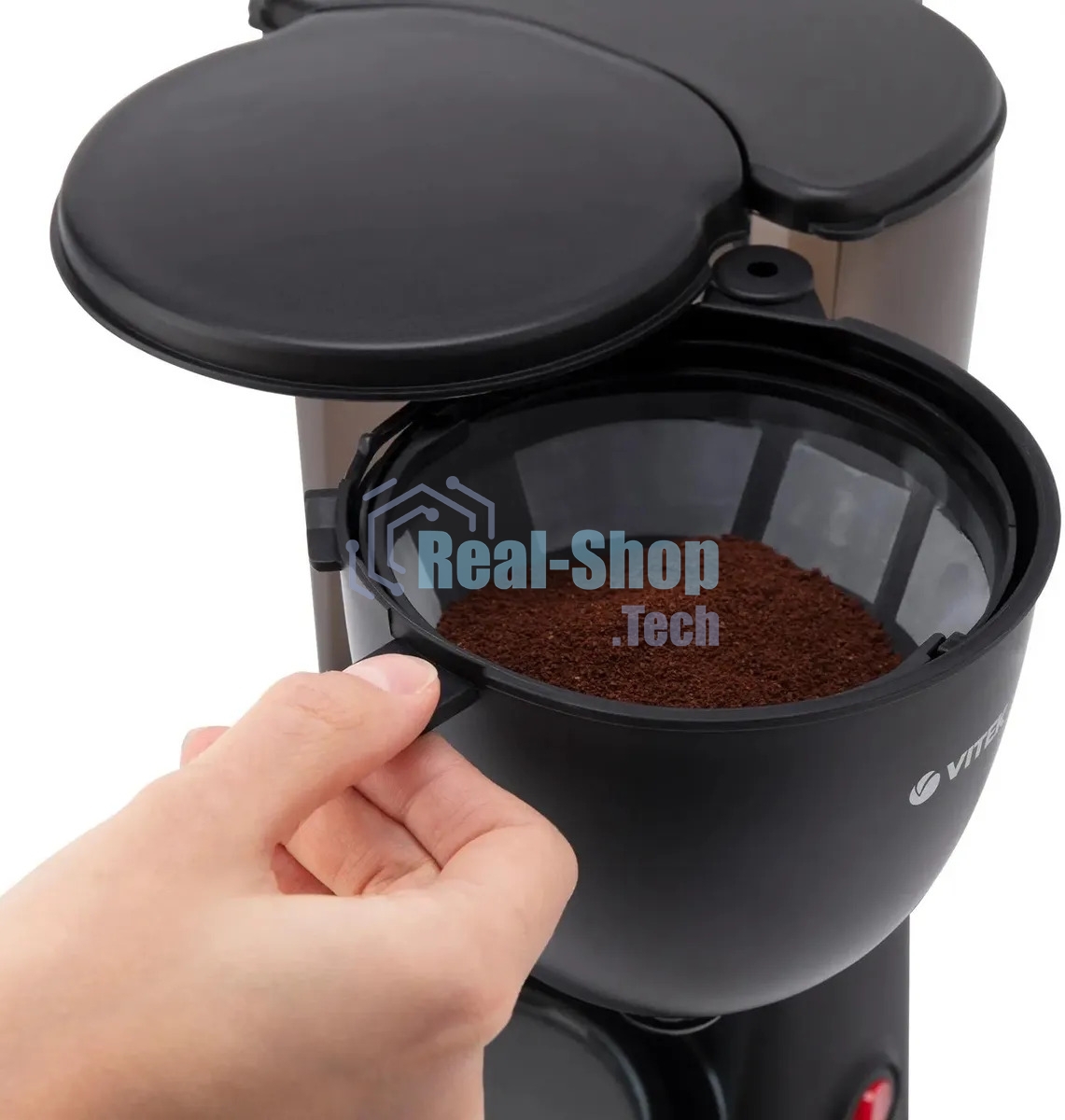 Кофеварка капельная Vitek Prive VT-8380 черный, исп. кофе - молотый, 1.25 л, 600 Вт