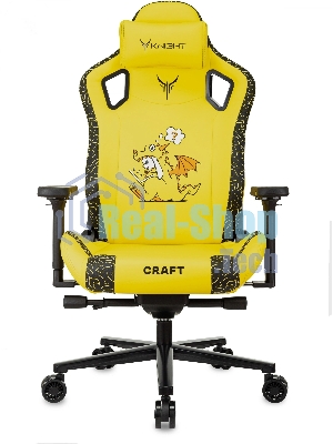 Кресло Knight Craft Dragon желтый, экокожа, 120 кг, механизм качания