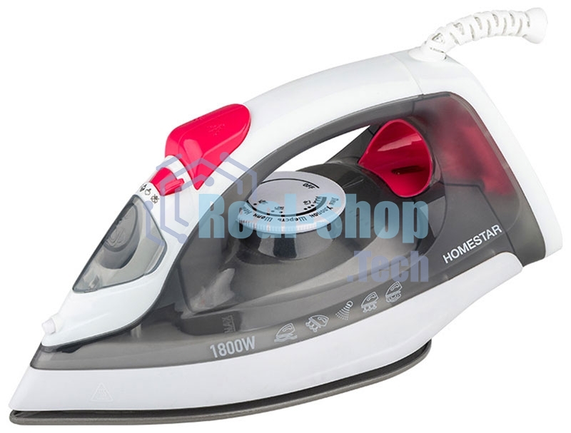 Утюг HomeStar HS-4012 серый (1800 Вт, пар, спрей, паровой удар, самоочистка, керам.подошва)
