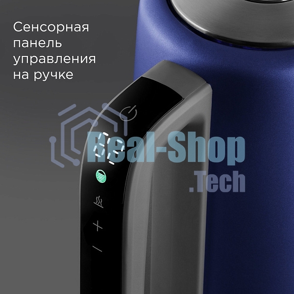 Чайник электрический Redmond KM238 1.7 л, 2200 Вт, синий, нержавеющая сталь/стекло/пластик