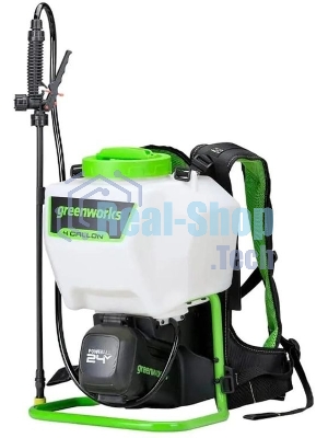 Опрыскиватель Greenworks G24BPSII аккум. ранц. 15л белый/зеленый (5300307)