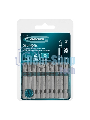Бита Gross PH2х50мм, сталь S2, шестигр., 10 шт.