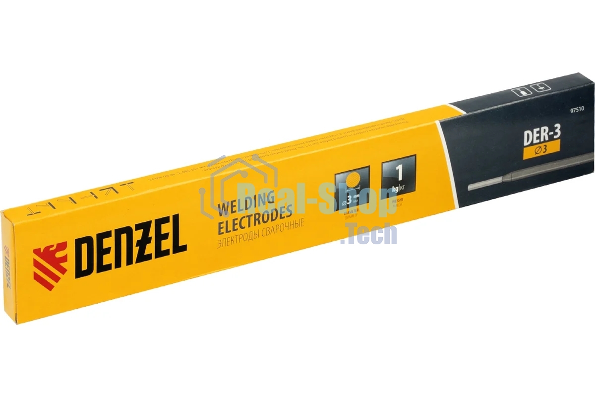 Электроды Denzel DER-3, диам. 3 мм, 1 кг, рутиловое покрытие