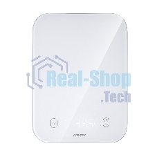 Весы кухонные Centek CT-2480 LED белый, сенсор, 150х15х205мм, max 5кг, шаг 1г, Авто Ноль/Выкл