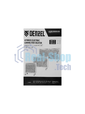 Конвектор электрический гибридный Denzel HybridX-1500 белый, 1500 Вт, 25 м2, термостат, дисплей