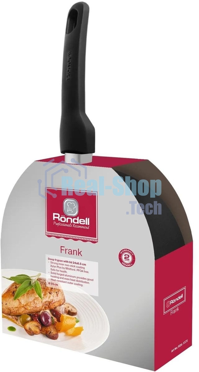 Сковорода Rondell Frank RDA-1372, 24 см, с крышкой, черный