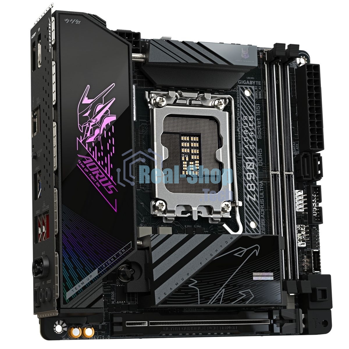 Материнская плата Gigabyte Z890I AORUS ULTRA, LGA 1851, Intel Z890, 2xDDR5, 2xSATA, 2xM.2, 1xPCIe 5.0 x16, 1xDP, 1xHDMI, 1xUSB-C, 1x Thunderbolt 4, 1x 2.5Gb LAN, 2xUSB-A 3.2 Gen 1, 3xUSB-A 3.2 Gen 2, 2x3.5 мм, TOSLINK, 7.1, 1xUSB4, Mini-ITX