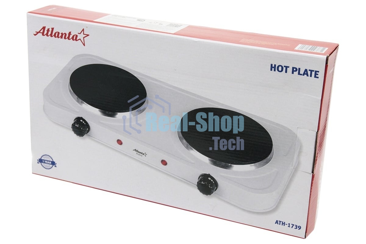 Плита настольная электрическая двухконфорочная Atlanta ATH-1739 белый