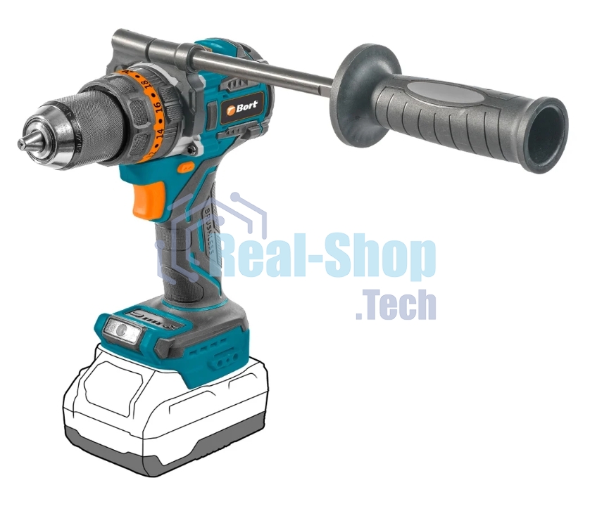 Дрель-шуруповерт Bort BAB-21X, Аккумуляторная, 18В, Без АКБ и ЗУ, Ударная