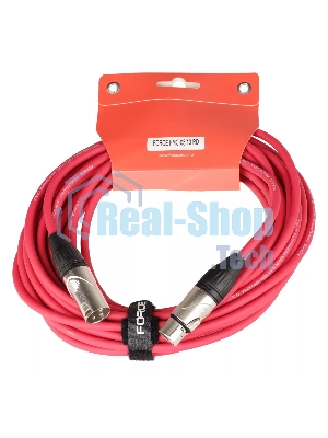 Микрофонный кабель FORCE FMC-05/10 RD XLR (F)- XLR(M), разъемы с никелевым корпусом и посеребренными контактами, 10 м, цвет красный