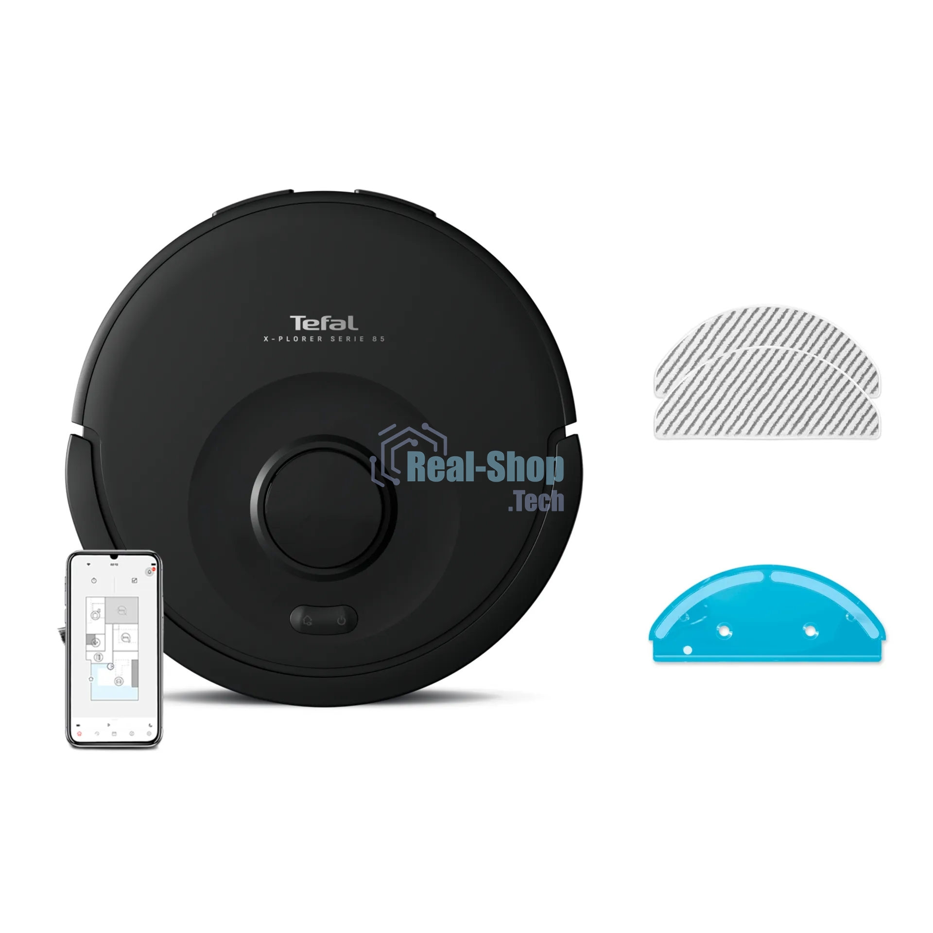 Робот-пылесос Tefal X-PLORER Serie 85 RG87C5WH черный, 2600 мАч Li-Ion, уборка сухая/влажная, пылесборник контейнер 0.26 л