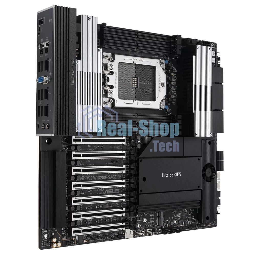 Материнская плата ASUS Pro WS WRX90E-SAGE SE, sTR5, AMD WRX90, 8xDDR5, 4xSATA, 4xM.2, 6xPCI-E 5.0 x16, 1xPCI-E 5.0 x8, 1xVGA, 2xMiniDP, 3x 10Gb LAN, 6xUSB-A 3.2 Gen 2, 1xUSB-A 2.0, 2xUSB-C USB4, 2x3.5 мм, 5.1, SSI EEB