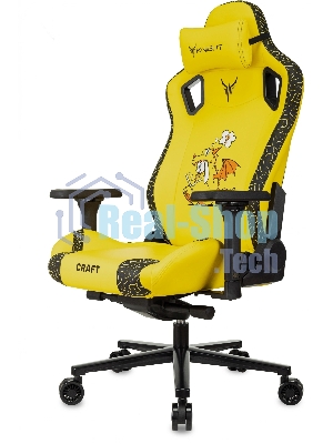 Кресло Knight Craft Dragon желтый, экокожа, 120 кг, механизм качания