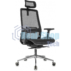 Кресло руководителя Бюрократ MC-912-H черный, сетка с подголов. крестов. металл хром