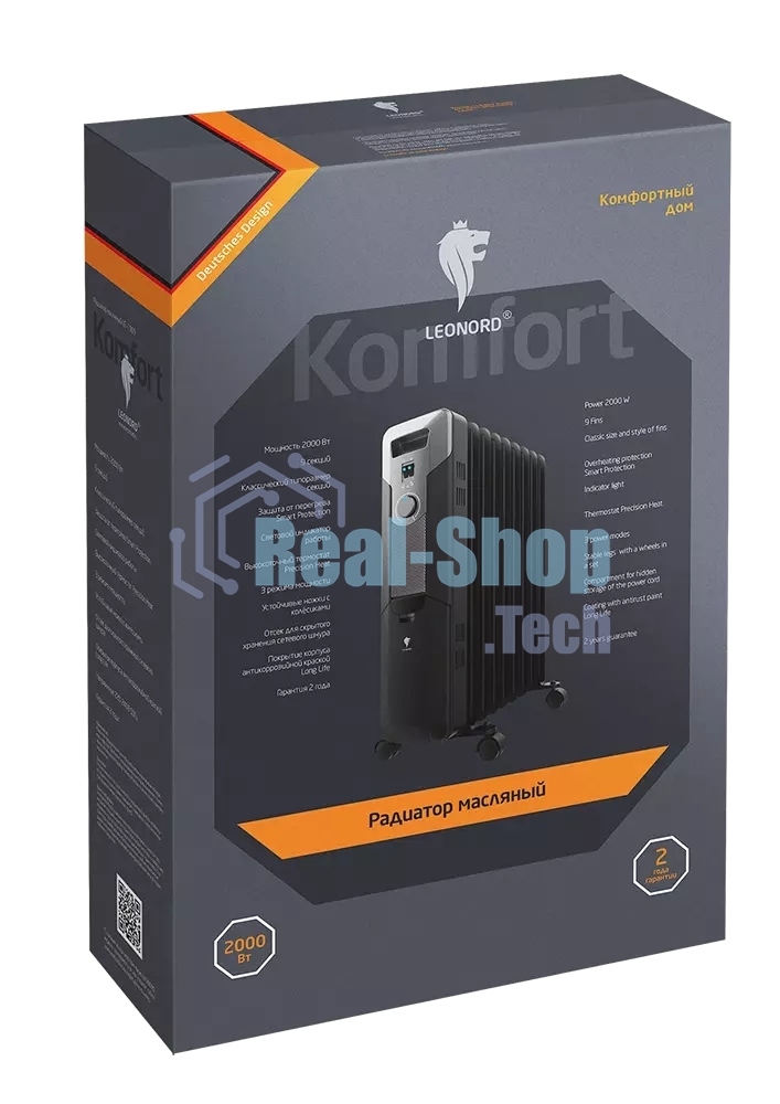 Радиатор масляный LEONORD LE-1909 9 секц. 2 кВт (105818)
