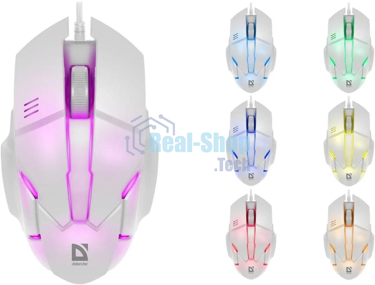 Мышь проводная Defender Host MB-982 белый, 1000 dpi, USB, кнопки - 3