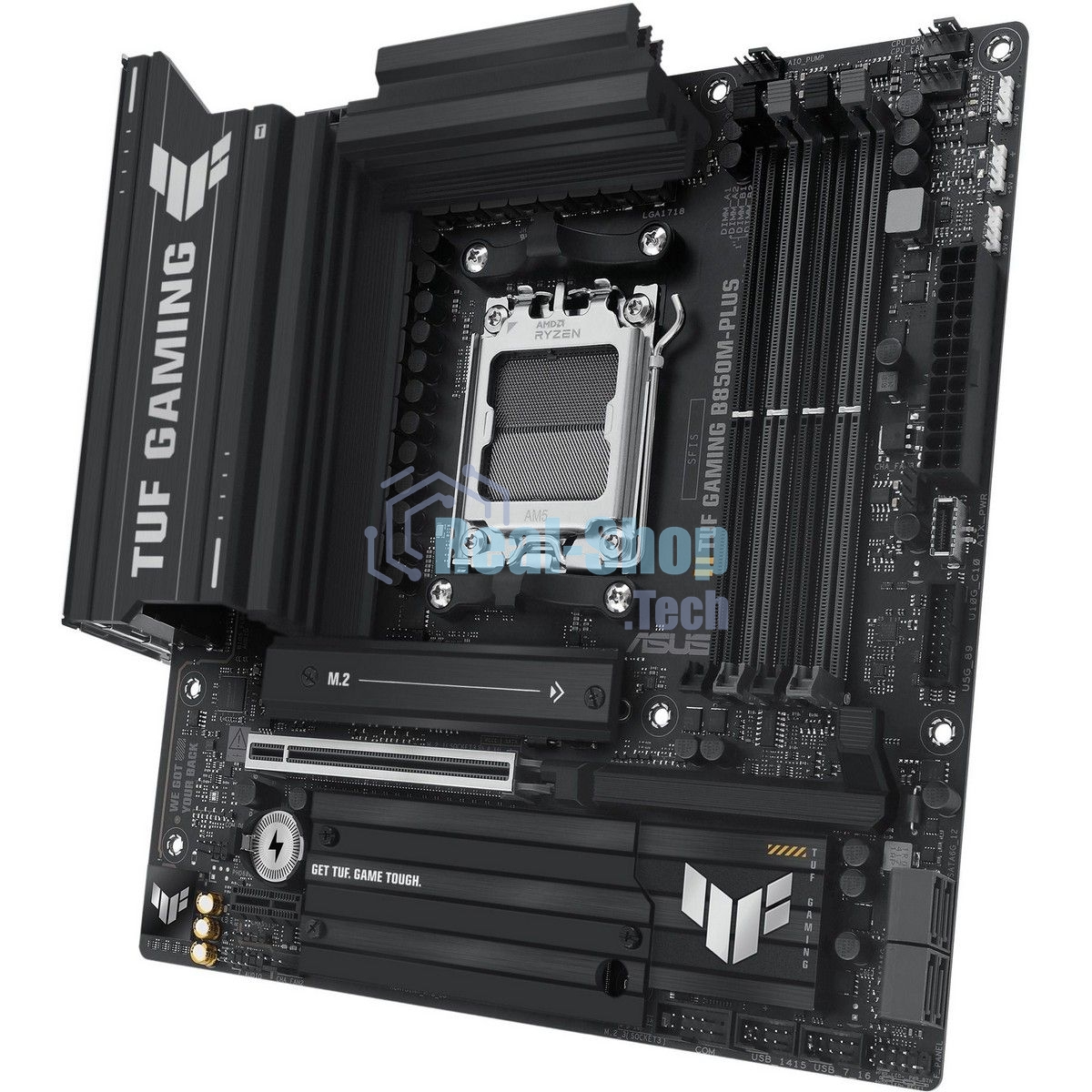 Материнская плата ASUS TUF Gaming B850M-Plus, AM5, AMD B850, 4xDDR5, 4xSATA, 3xM.2, 1xPCIe 5.0 x16, 1xPCIe 4.0 x4, 1xPCIe x1, 1xDP, 1xHDMI, 1x2.5Gb LAN, 4xUSB 2.0, 4xUSB 3.2 Gen 1, 3xUSB 3.2 Gen 2, 1xUSB-C, 3x3.5 мм, 7.1, mATX