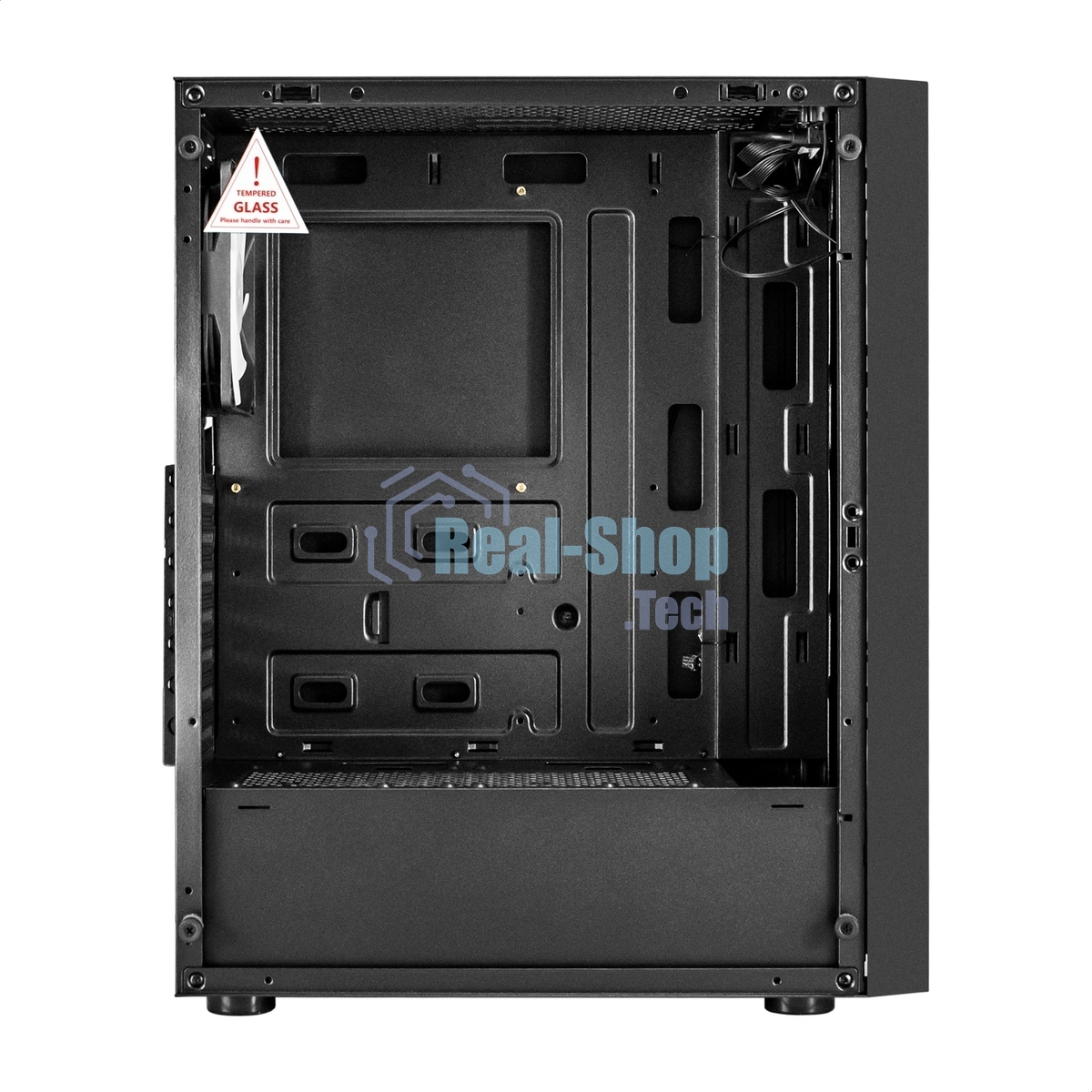 Компьютерный корпус Miditower ExeGate EVO-9211 (ATX, без БП, с окном, 2хUSB+1хUSB 3.0, HD аудио, черный, 1 вент. с RGb подсветкой)