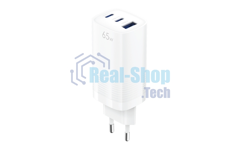 Сетевое зарядное устройство OLMIO 2Type-C/USB, 65W, 6A, QuickCharge3.0, PowerDelivery3.0, GAN