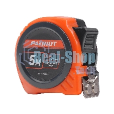 Рулетка PATRIOT MTP-5-25, магнит, 2сторон.зацеп, антиблик.нейлон.покрытие, крупн.шрифт, двусторон.белая лента, 5м*25 мм