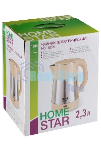 Чайник электрический HOMESTAR HS-1055 2,3 л, 1500 Вт, нержавеющая сталь/бежевый