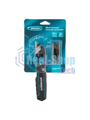 Нож-скребок складной Gross 78891, 19 мм, сменное лезвие, SK2, 5 запас. лезвий, алюмин. корпус, клипса