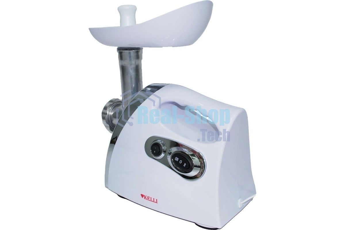Мясорубка электрическая Kelli KL-5004 белый, 2600 Вт, 2 кг/мин, реверс, защита от перегрузки, насадки - 5