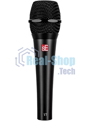 Микрофон динамический sE Electronics V7 BLACK 40 Гц - 19 кГц, суперкардиоида, в комплекте: микрофонный зажим, адаптер с резьбой, чёрная ветрозащита, транспортировочный чехол на молнии. Цвет черный.
