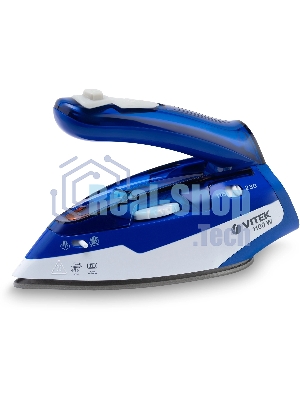 Утюг дорожный Vitek VT-1269 синий/белый, 1100 Вт, 30 гр/мин, 60 мл