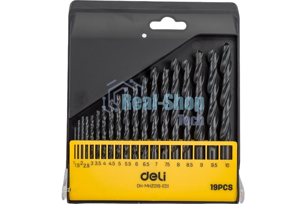 Набор ручного инструмента Deli Набор сверл по металлу HSS (1-10мм, 19 шт) Deli DH-MHZ019-ED1 пластиковый кейс