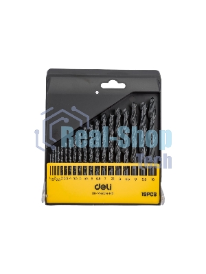 Набор ручного инструмента Deli Набор сверл по металлу HSS (1-10мм, 19 шт) Deli DH-MHZ019-ED1 пластиковый кейс